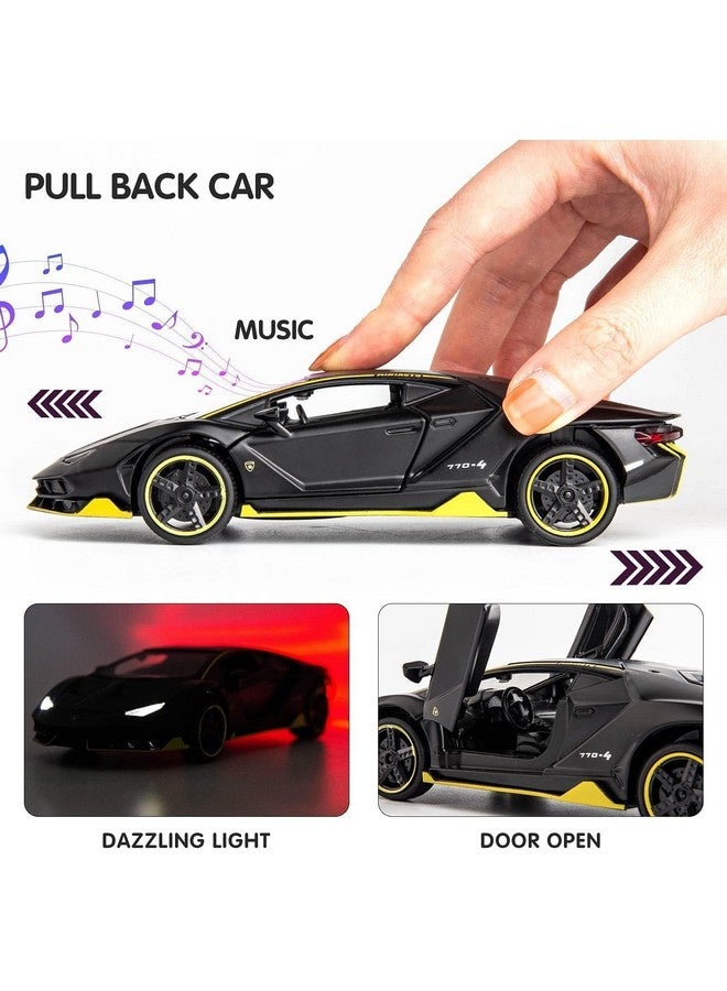 PRIME DEALS Lamborghini Car Toy Die-cast Metal Car Model Car Pull Back Super Car with Openable Doors with Sound and Light for Birthdays Gift Party Decorations for Kids Boys Girl 1:32 Scale, Black - Image 3
