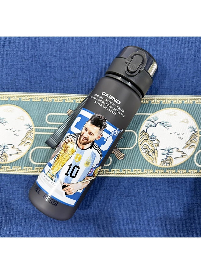 Football Superstar Posters Set, Ronaldo Messi Neymar And Mbape Sports Water Bottle Protein Shaker Outdoor Travel Portable Leakproof Drinkware Plastic Drink Bottle BPA Free 560mL