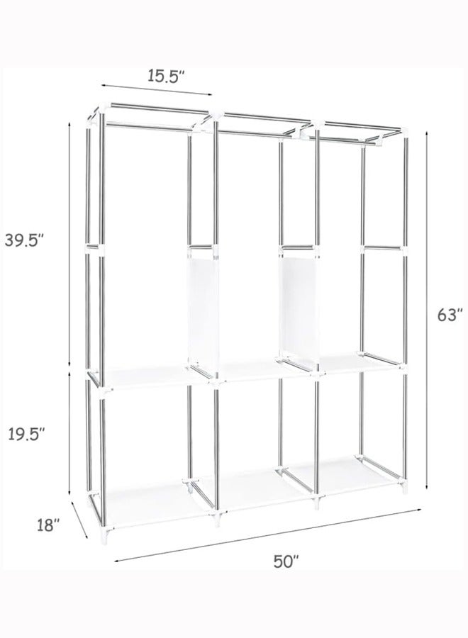 HOMESTAR Wardrobe Portable Wardrobe,Canvas Wardrobe,Clothes Closet Storage Organizer with 3 Hanging Rail and Side Pockets,Fabric Wardrobes for Bedroom Clothing - Image 4