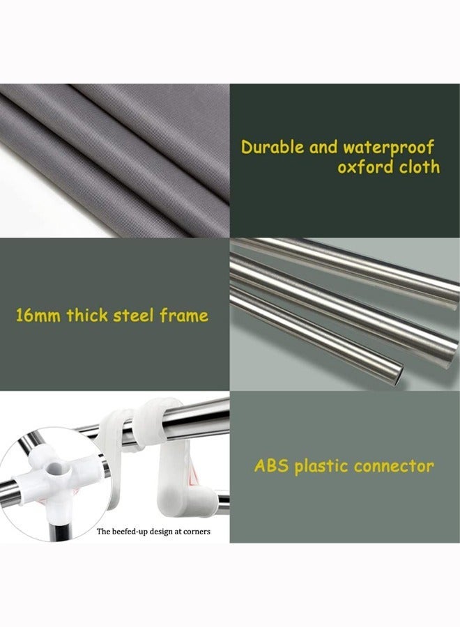 HOMESTAR Wardrobe Portable Wardrobe,Canvas Wardrobe,Clothes Closet Storage Organizer with 3 Hanging Rail and Side Pockets,Fabric Wardrobes for Bedroom Clothing - Image 3