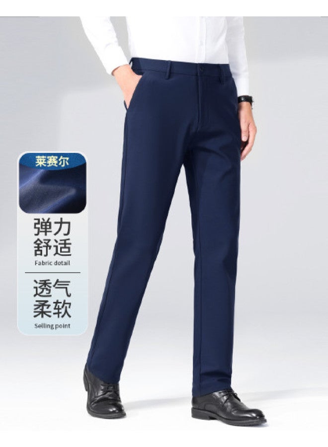 Fomoce Summer Pants New Arrival Casual Fashion Thin Pure Color Lyocell Breathable Men's Stretch Business Casual Trousers - Image 1