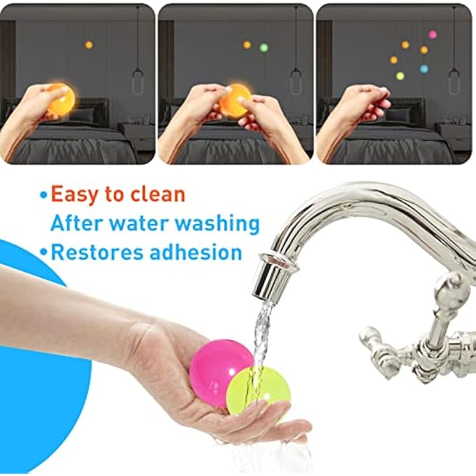 QETRABONE 4 Pcs Glowing Sticky Balls, Stress Relieving Glow in The Dark Stick to The Ceiling, Fun Decompression Fidget for Adults Anxiety Pressure - Image 5