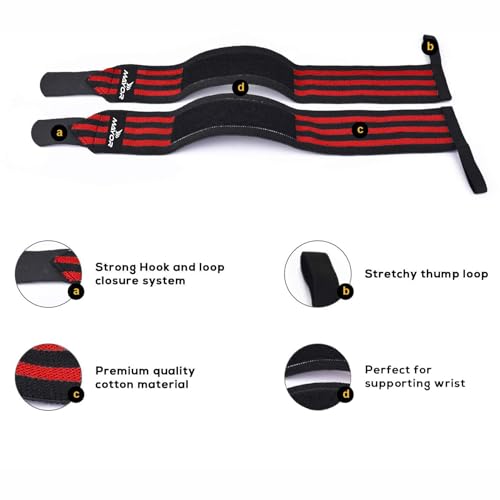 Mayor Secure Gym Gloves Wrist Support (Free Size) (One Size, Red/Black) - Image 4