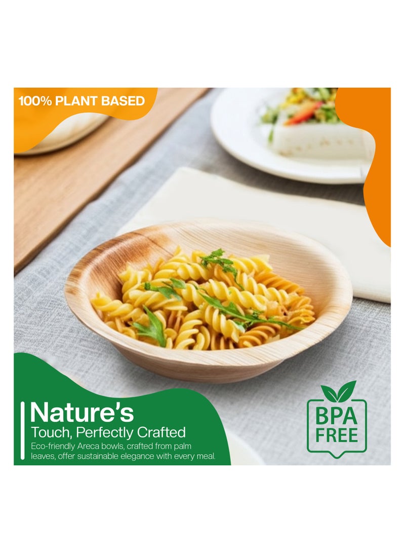 EcoEdge 5 Inch Round Areca Palm Leaf Disposable Bowl  (Pack of 25) | Zero Waste, Biodegradable, Recyclable, Sustainable | Heavy Duty, Elegant and Stylish, Leak Resistant | 100% Compostable - Image 2