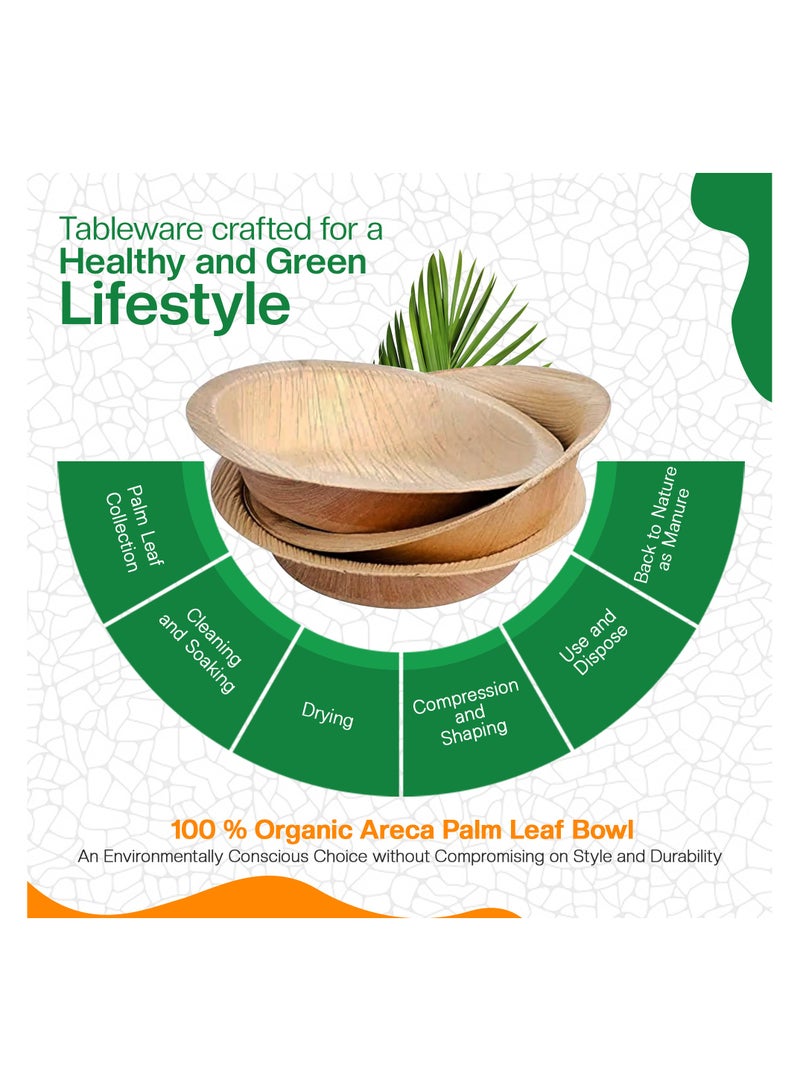 EcoEdge 5 Inch Round Areca Palm Leaf Disposable Bowl  (Pack of 25) | Zero Waste, Biodegradable, Recyclable, Sustainable | Heavy Duty, Elegant and Stylish, Leak Resistant | 100% Compostable - Image 3