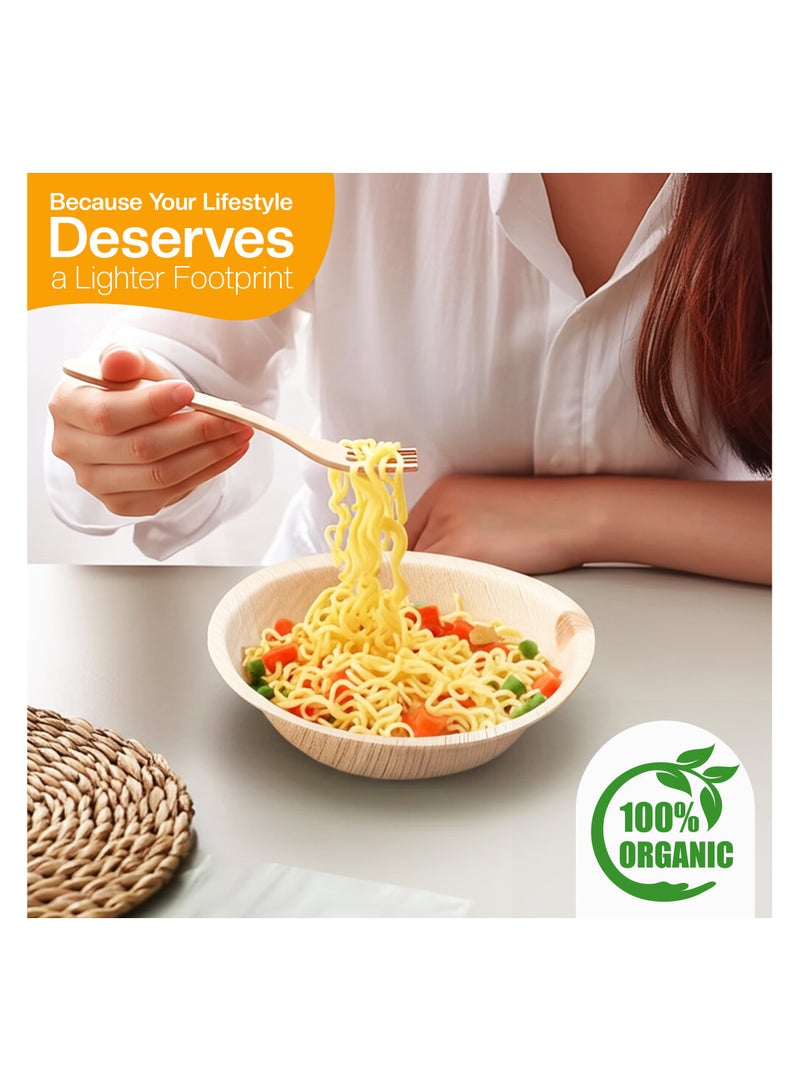 EcoEdge 5 Inch Round Areca Palm Leaf Disposable Bowl  (Pack of 25) | Zero Waste, Biodegradable, Recyclable, Sustainable | Heavy Duty, Elegant and Stylish, Leak Resistant | 100% Compostable - Image 4