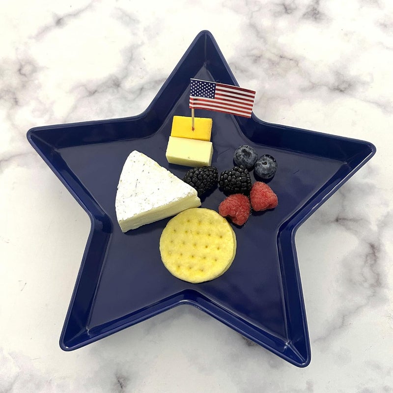 UPware Patriotic Star Shaped Dinner Plate Melamine Serving Plate for 4th of July Independence Day Decoration Blue 1125 Inch - Image 2