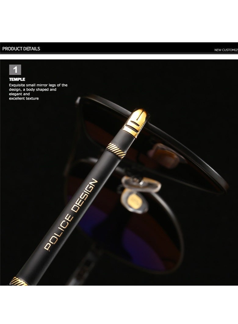 POLICE Classic Pilot Polarized Lens Sunglasses for Men Driving Fishing Running with UV 400 Protection Sun Glasses with Black Frame Black Gold  - Image 2