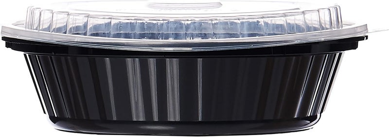 Hotpack Disposable Microwaveable Round Black Base, Meal Prep Container 24 ounce with Clear Lid, 150 Pieces - Image 4