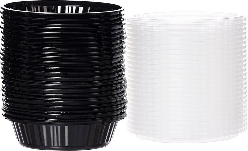 Hotpack Disposable Microwaveable Round Black Base, Meal Prep Container 24 ounce with Clear Lid, 150 Pieces - Image 2