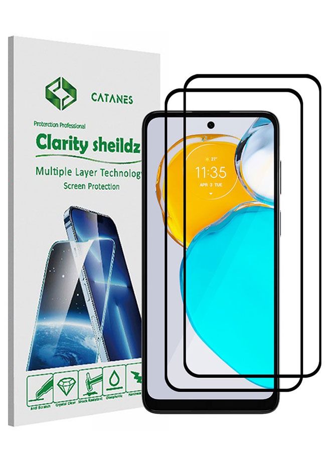 CATANES 2 Pack For Motorola Moto E22s Screen Protector Tempered Glass Full Glue Back - Image 1
