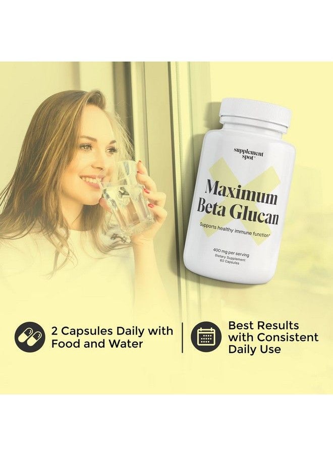 Supplement Spot - Maximum Betaglucan Supplement 60 Capsules 400Mg Per Serving Beta Glucan 1 3D Glucan Immune Support Supplement Ultra Potency Beta Glucan Immune Booster - Image 1