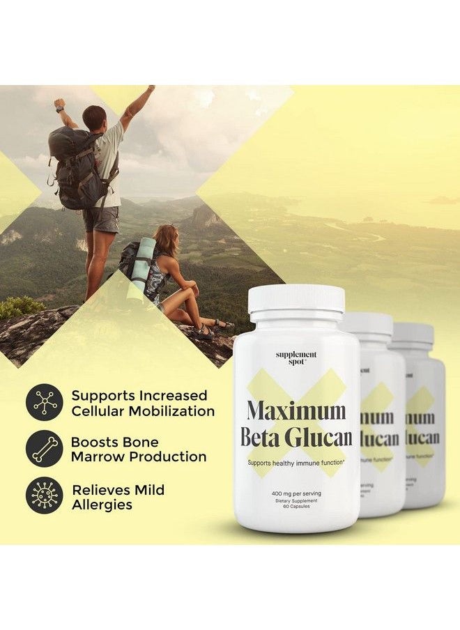 Supplement Spot - Maximum Betaglucan Supplement 60 Capsules 400Mg Per Serving Beta Glucan 1 3D Glucan Immune Support Supplement Ultra Potency Beta Glucan Immune Booster - Image 1