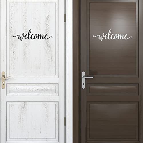 MEFOSS 2PCS Welcome Decal Stickers - Removable Vinyl Words & Letters for Home, Office & Classroom Door Decoration - Image 1