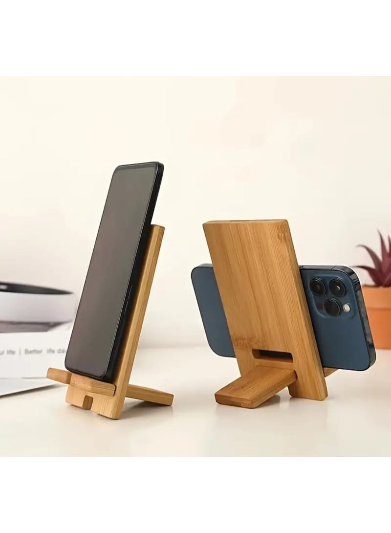 LDQ 1pc Wooden Phone Stand – Natural Style Desktop Holder, Durable & Stylish Charging Station Compatible with All Smartphones - Image 1
