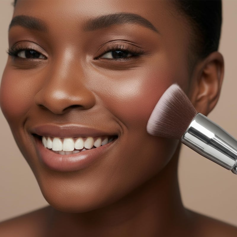 Lamora Makeup Brush Foundation Kabuki - Flat Top Face Brush for Liquid, Cream, and Powder Cosmetics - Full Coverage Blending, Buffing, Stippling, Contouring - Image 2