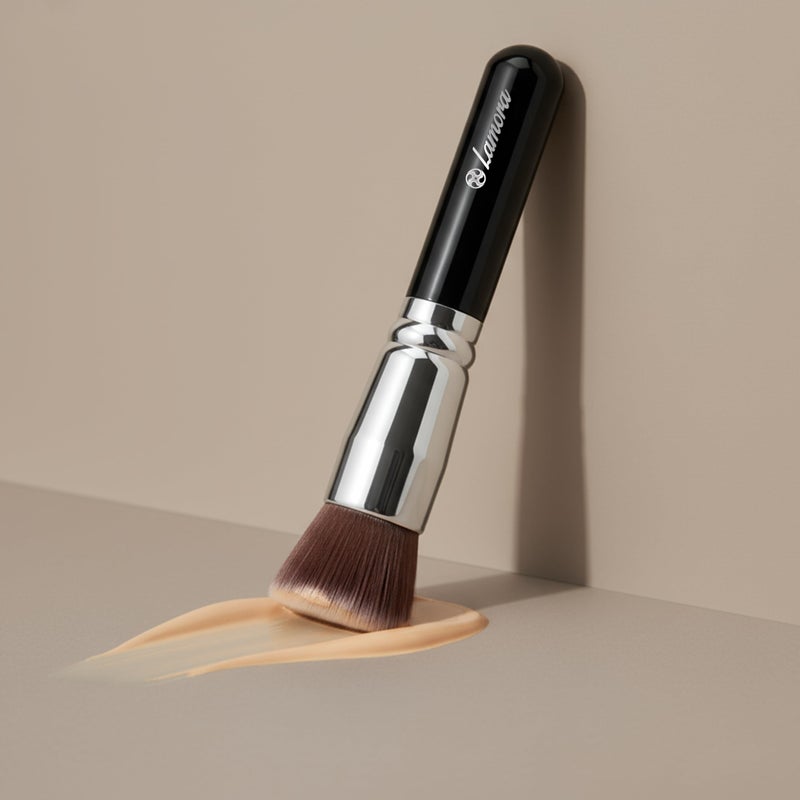 Lamora Makeup Brush Foundation Kabuki - Flat Top Face Brush for Liquid, Cream, and Powder Cosmetics - Full Coverage Blending, Buffing, Stippling, Contouring - Image 5