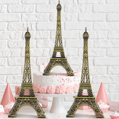 Shimeyao 3 Pcs 6 Inch Eiffel Tower Cake Topper Paris Small Eiffel Tower Centerpiece for Tables Top Mini Statue Figurine Home Decoration for Souvenirs Christmas Party Ornament - Image 1