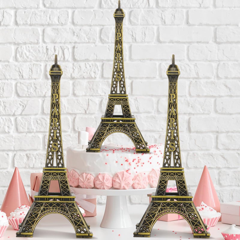 Shimeyao 3 Pcs 6 Inch Eiffel Tower Cake Topper Paris Small Eiffel Tower Centerpiece for Tables Top Mini Statue Figurine Home Decoration for Souvenirs Christmas Party Ornament - Image 2
