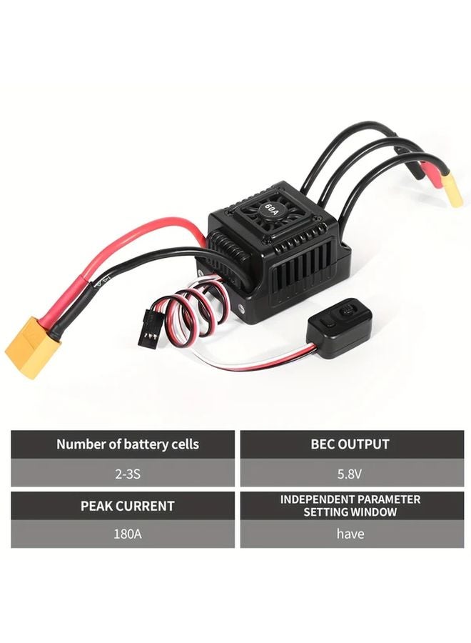 60A ESC Brushless Speed Controller 120A For 1 8 RC Car 6S Battery 36V Max Voltage Black - Image 4