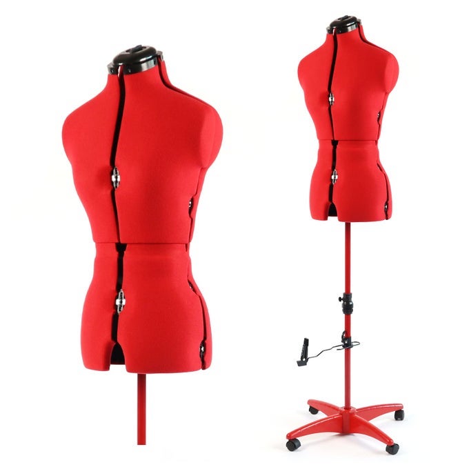 ADJUSTABLE DRESS FORM MANNEQUIN FOR SEWING FEMALE SIZE 614 PINNABLE BODY FORM WITH 13 DIALS DETACHABLE ROLLING BASE 42560 HEIGHT RANGE FOR CLOTHING DISPLAY SMALL TO MEDIUM