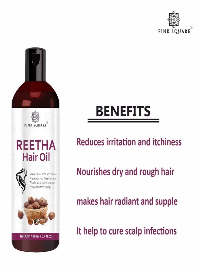 Pink Square Reetha Hair Oil for Women & Men, | Natural Scalp Cleanser | Helps Reduce Dandruff, Itchy Scalp & Hair Fall | For Soft, Shiny Hair | Suitable for All Hair Types | Pack of 1_100 ml - Image 4
