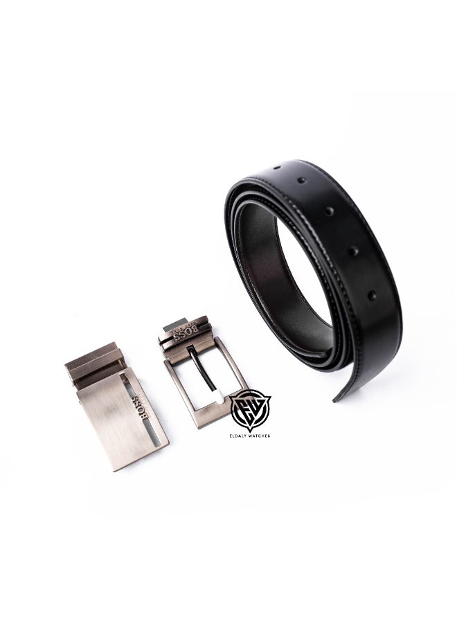 HUGO BOSS Hugo Boss Men's Leather Belt Set with Reversible Strap and Two Buckles  - Image 4