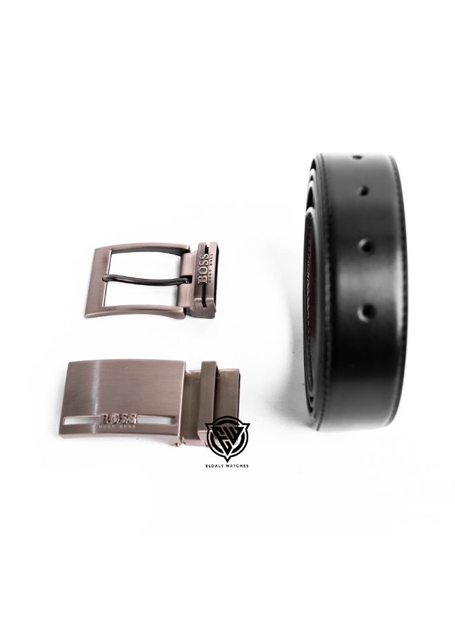 HUGO BOSS Hugo Boss Men's Leather Belt Set with Reversible Strap and Two Buckles  - Image 2