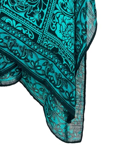 Moss Rose Women's Beach Cover up Green Swimsuit Kimono Cardigan with Bohemian Floral Print - Image 4