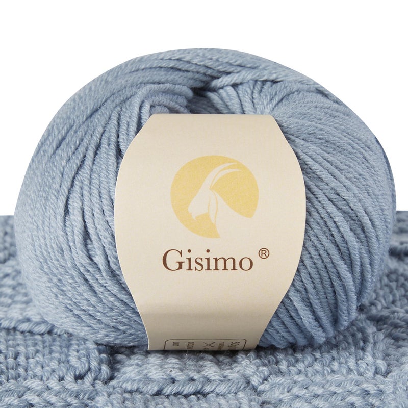 Gisimo 100 Merino Wool Yarn 6Ply Luxurious and Soft Yarn for Hand Knitting Crocheting 176 OZ50g 127 yds116 Meters Morandi Blue 1 Ball