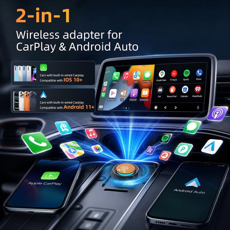 Jyveejxon محول CarPlay اللاسلكي وAndroid Auto في المملكة المتحدة مع زر تبديل مطور لعام 2026 - Image 3