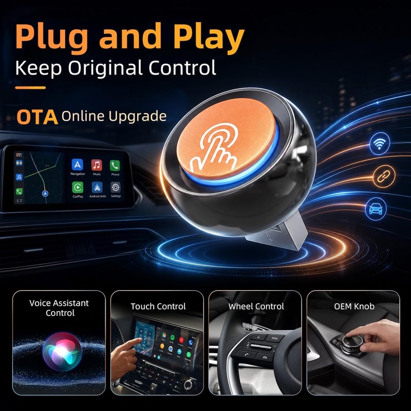 Jyveejxon محول CarPlay اللاسلكي وAndroid Auto في المملكة المتحدة مع زر تبديل مطور لعام 2026 - Image 4