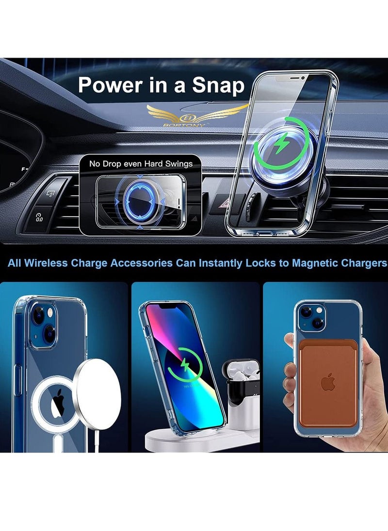 BORTONY - iPhone 14 Plus Cover Magnetic Compatible with MagSafe Crystal Clear Hard Back Protective Case for Apple iPhone 14 Plus 6.7 inch - Image 1