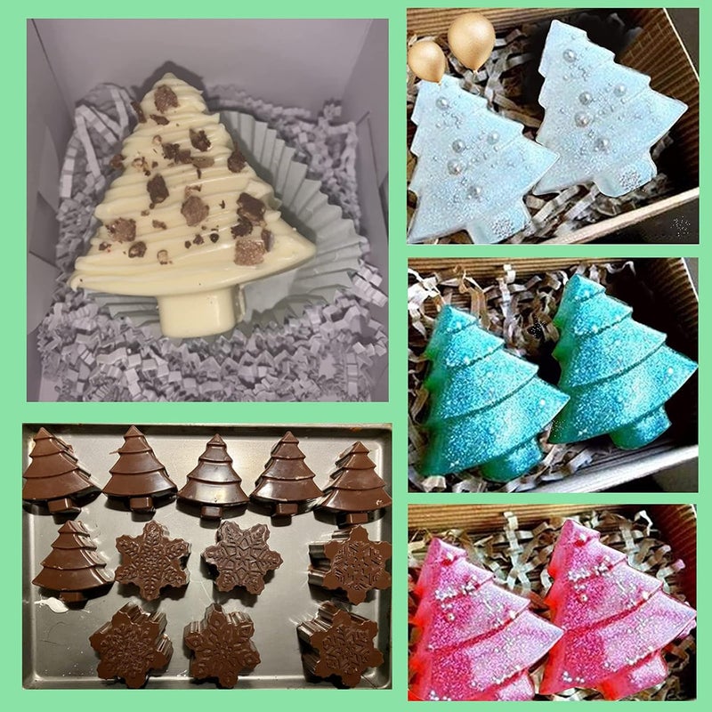 LTGICH 2 PCS 6 Cavity Christmas Tree Silicone Mold Cake Baking Mold Chocolate Candy Handmade Soap Ice Cube Biscuit Moulds No-Stick Christmas Baking Trays Pan - Image 2