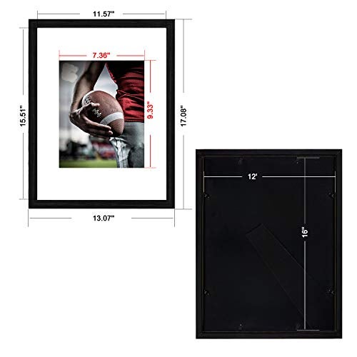 Emeyart 12x16 Picture Frames - Black Picture Frames to Display Photo 8x10 with Mat or 12 x 16 Pictures Without Mat for Living Room and Office Wall Decor-2 Pack - Image 2