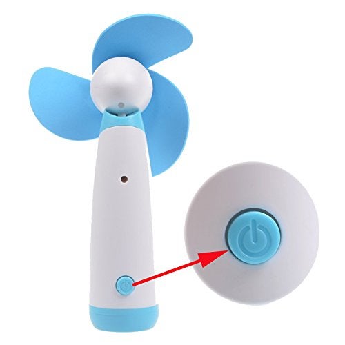 Ogrmar Mini Handheld Fan Personal Fan Battery Soft Foam Blades Powered for Home and Travel 2PC Blue (2) - Image 4