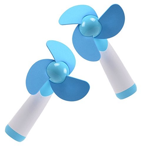 Ogrmar Mini Handheld Fan Personal Fan Battery Soft Foam Blades Powered for Home and Travel 2PC Blue (2) - Image 2