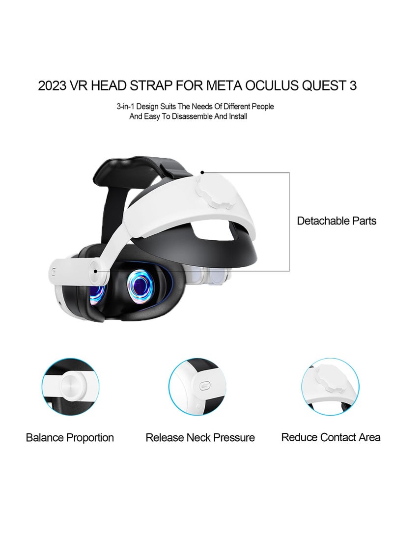Loquat Head Strap for Oculus Quest 3,3-in-1 Adjustable Halo Headband,Replacement for Elite Strap,for Enhanced Support and Comfort in VR, Suitable for Children and Adults Compatible with Oculus/Meta Quest 3 - Image 2