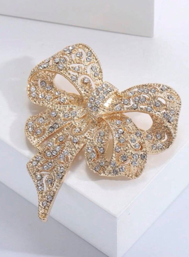 NEW STYLE Elegant Rhinestone Bow Brooch For Women - Image 1