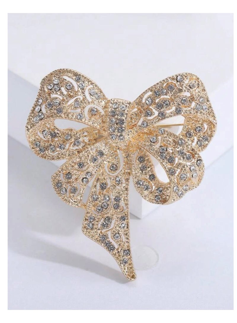NEW STYLE Elegant Rhinestone Bow Brooch For Women - Image 3
