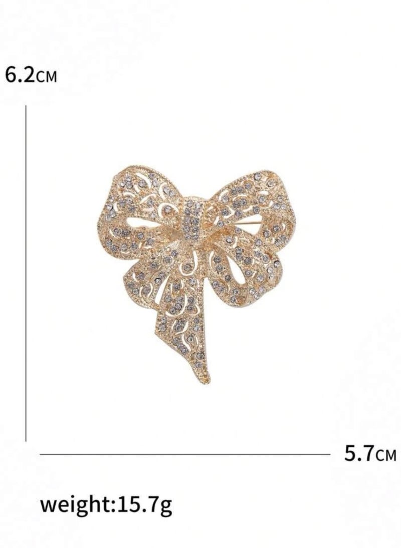 NEW STYLE Elegant Rhinestone Bow Brooch For Women - Image 4
