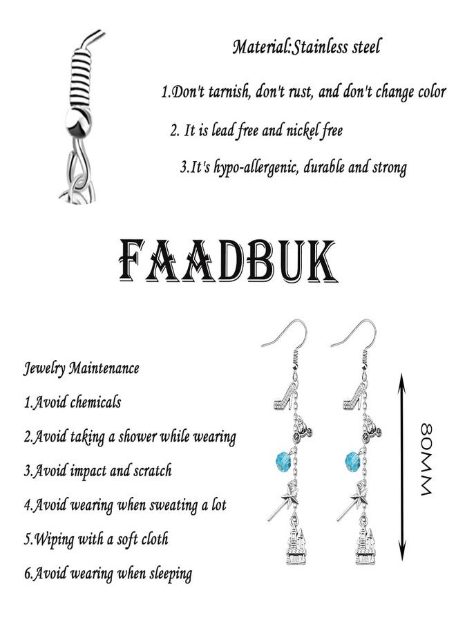 FAADBUK Cartoon Movie Dangle Earring Glass Slipper Charm Pumpkin Carriage Jewelry (Glass Slipper Earring) - Image 2