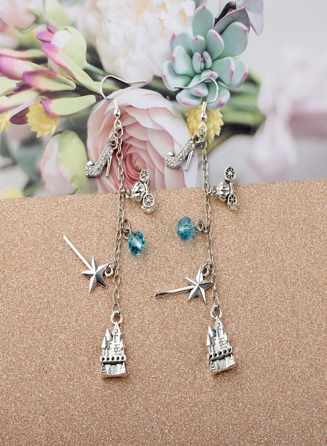 FAADBUK Cartoon Movie Dangle Earring Glass Slipper Charm Pumpkin Carriage Jewelry (Glass Slipper Earring) - Image 4