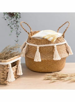 KASTWAVE 4 Pcs Macrame Woven Tassel Garland, Hanging Tassel Fringe Garland Banner Basket Decorative Wall Hangings for Home Decor Nursery Room, Rustic Country Decor 37.4 Inch  - Image 4