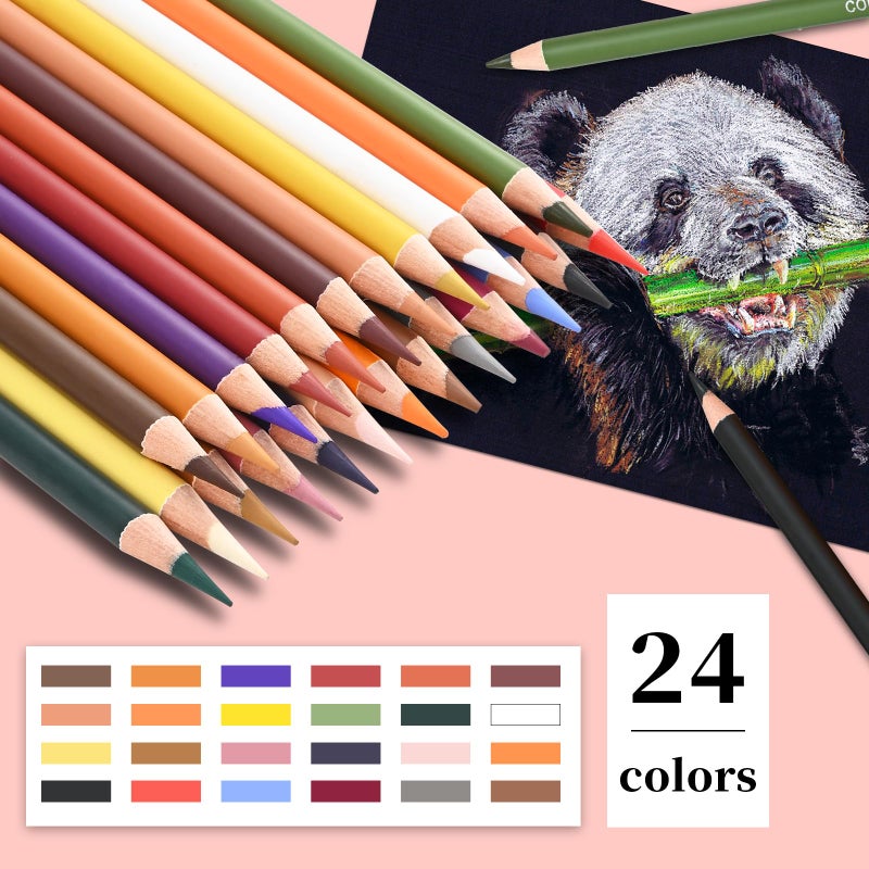 GETHPEN Charcoal Pencils for Drawing,Set of 24 Colors Pastel Colored Pencils,Skin Tone Colored Pencils,Pastel Chalk Colored Pencils for Drawing,Sketching,Coloring,Artist Pencils for Beginners & Pro Artists - Image 2