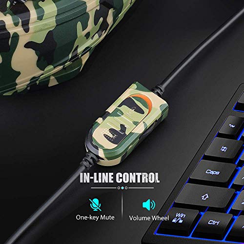 Picozon Gaming Headset with Microphone, 3.5mm Plug Headphone for PS5, PS4, PS3, Gaming Switch, PlayStation 4, Xbox One, Computer, Laptop, iPad, Surface, Smartphone - Camouflage - Image 4