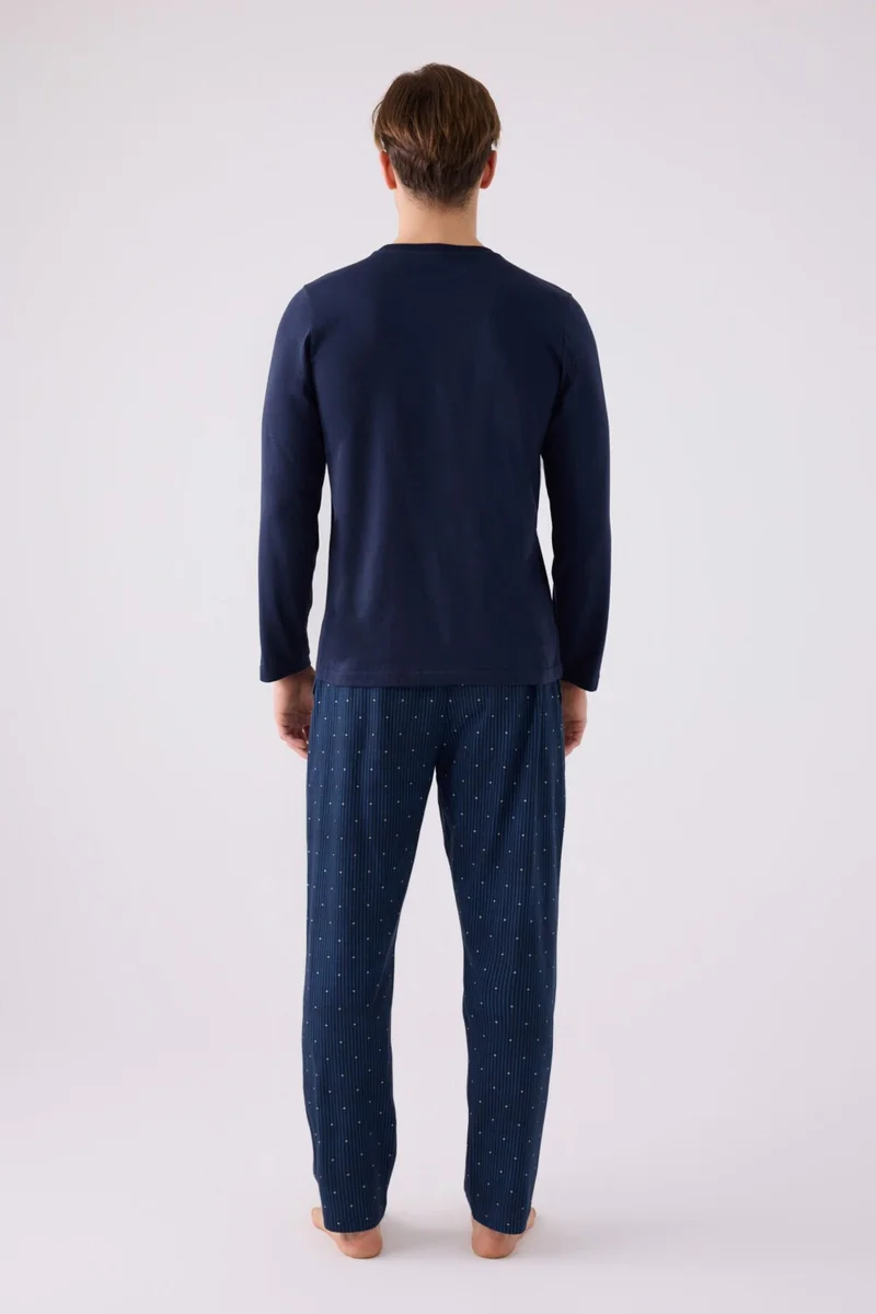 Arnetta Men's Long Sleeve Pajama Set AR3146 Navy Blue
