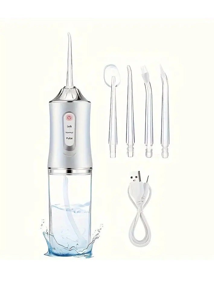 Portable Water Dental Flosser For Teeth Cleaning Dental Oral Irrigator With 4 Modes Scalable 5 Jet Nozzles IPX7 Water Resistance 300ML - Image 1