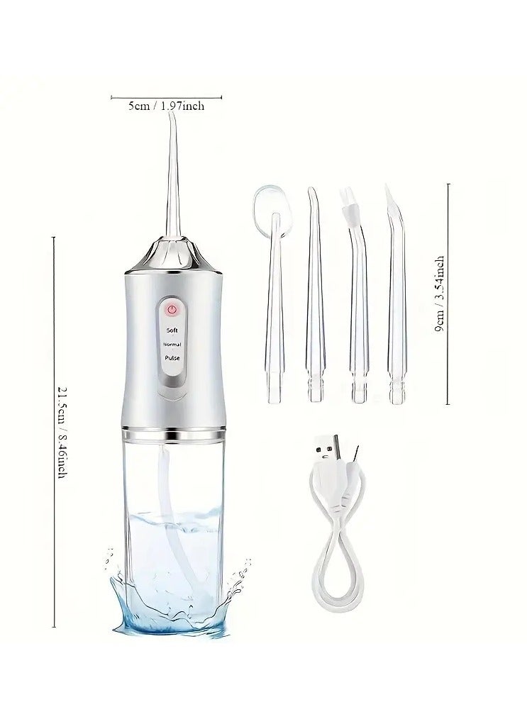 Portable Water Dental Flosser For Teeth Cleaning Dental Oral Irrigator With 4 Modes Scalable 5 Jet Nozzles IPX7 Water Resistance 300ML - Image 2