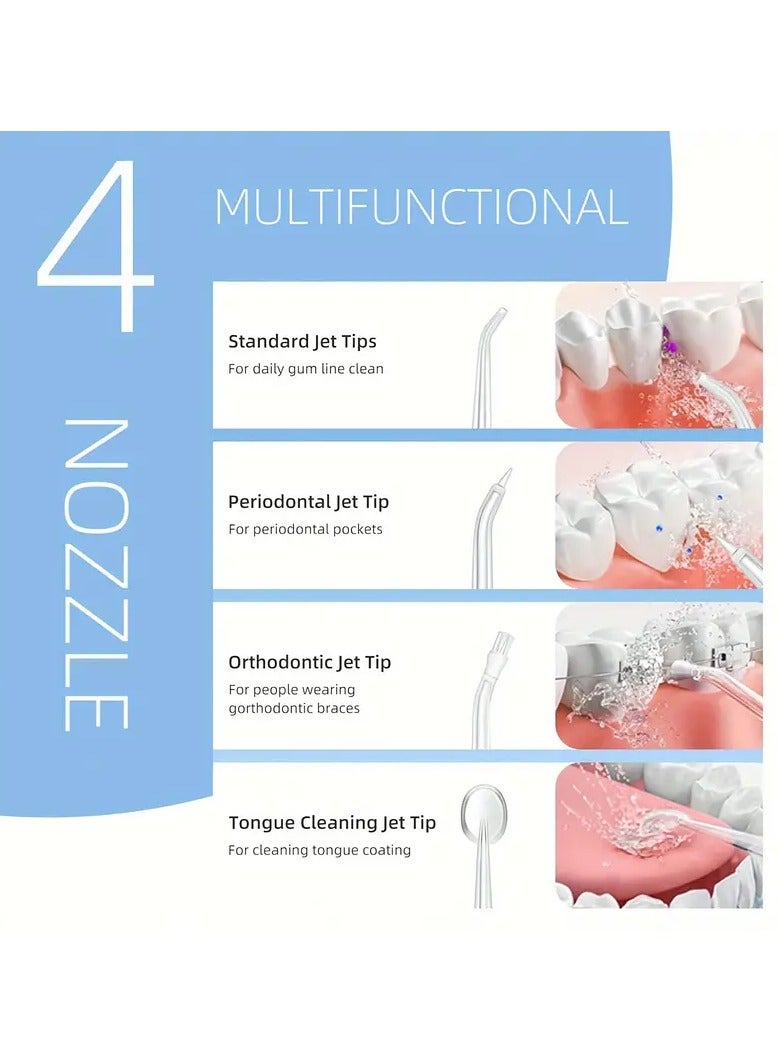 Portable Water Dental Flosser For Teeth Cleaning Dental Oral Irrigator With 4 Modes Scalable 5 Jet Nozzles IPX7 Water Resistance 300ML - Image 5